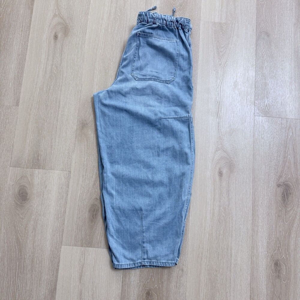 WE THE FREE Silverton Puddle Pull On Barrel Jeans Blue Relaxed Fit Denim L NWT - Picture 11 of 16